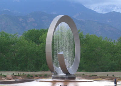 The fountain represents the life-giving movement of water between the atmosphere and the earth